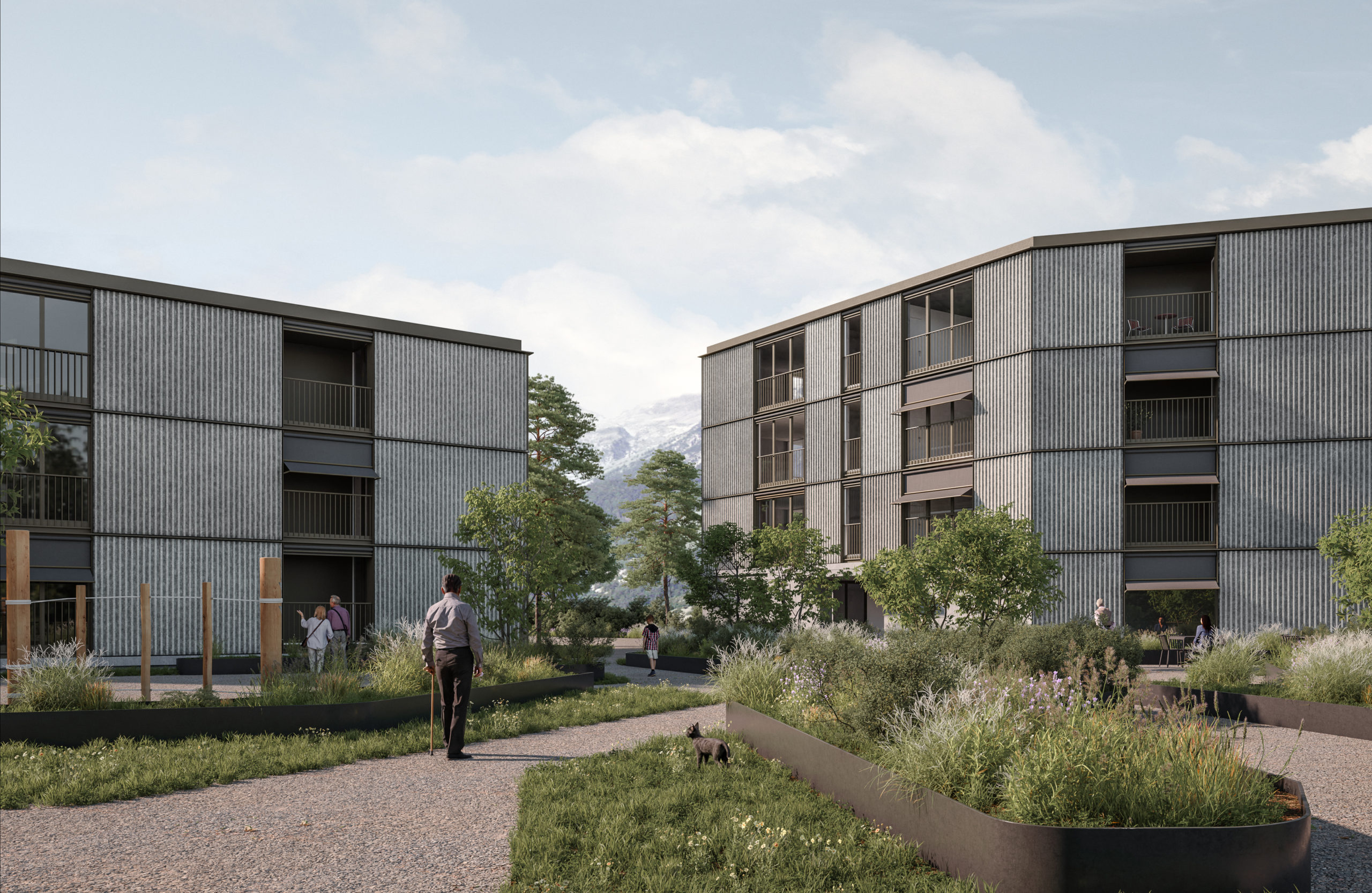 appartements protégés | orsières | vue ext 01 | réalisation