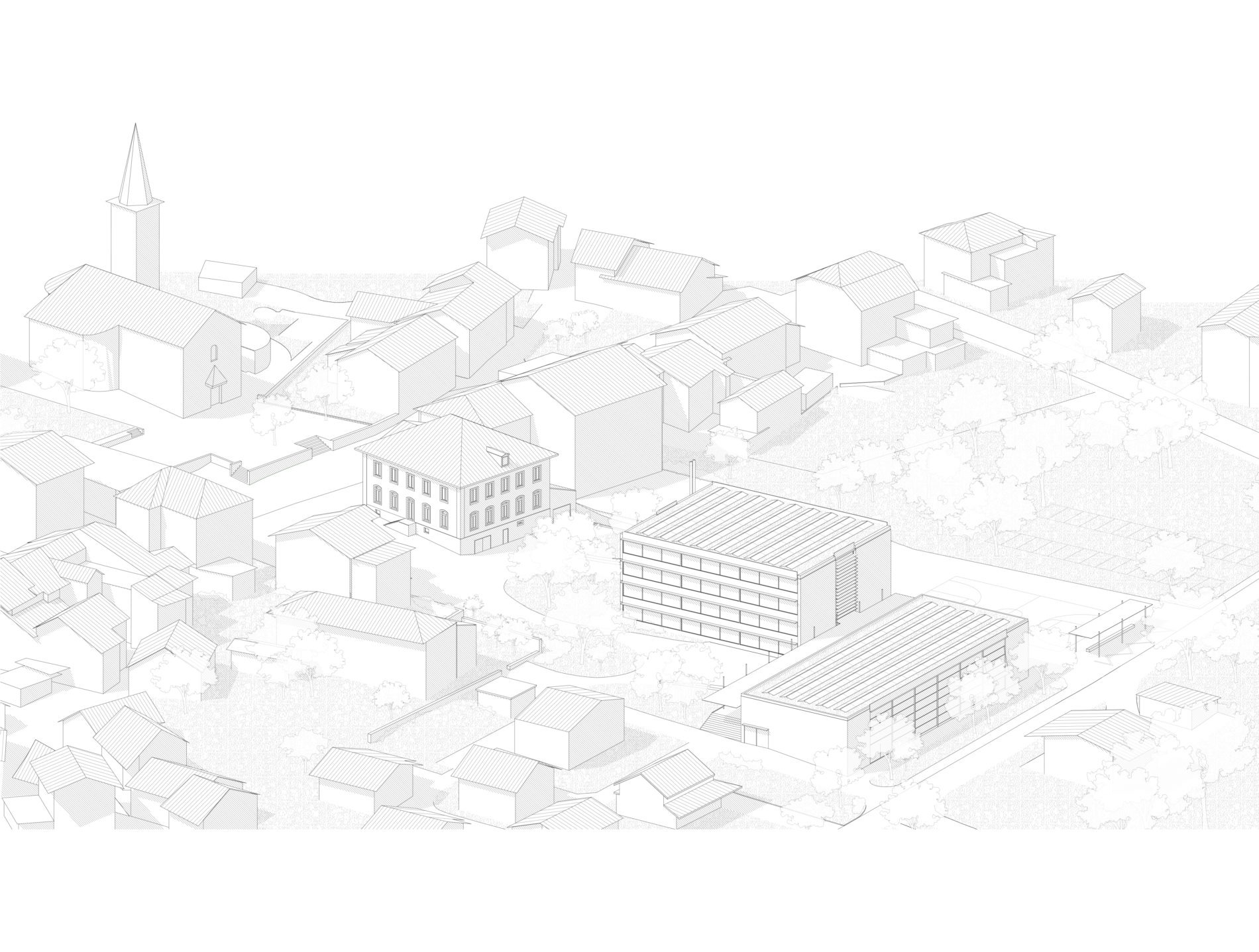 centre scolaire | evionnaz | axonométrie